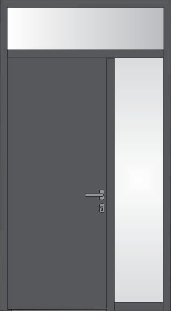 Construction Options for Elite - Door with fixed glass on the right side and fixed upper-fanlight or with opening